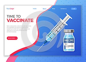 Plastic medical syringe and vial vaccine icon photo