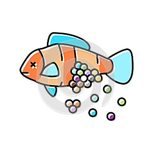 plastic microbeads in fish color icon vector illustration photo