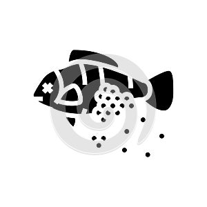 plastic microbeads in fish glyph icon vector illustration