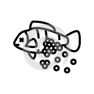 plastic microbeads in fish line icon vector illustration