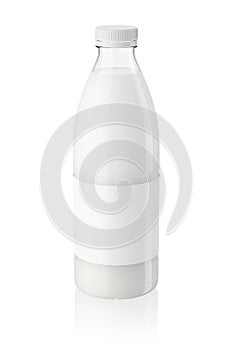 Plastic milk bottle mock-up isolated on white. 3d rendering