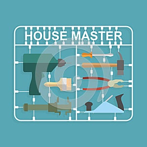 Plastic model kits Construction tools. House master