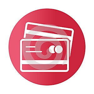 Plastic money white glyph with color background vector icon which can easily modify or edit
