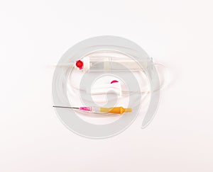 Plastic needle and Luer-Lock transfusion kit
