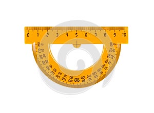 Plastic orange ruler, protractor for measuring centimes