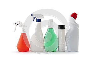 Plastic packaging for household chemicals.