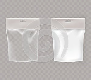 Plastic packets with hand hole realistic vector