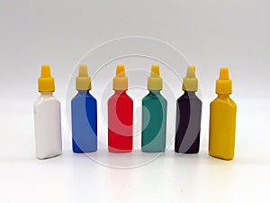 Plastic paint color set: six colors.