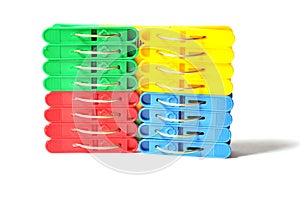 Plastic pegs in a set