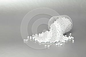 Plastic pellets . Plastic granules after processing .Polymer