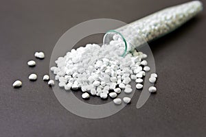 Plastic pellets . Plastic raw materials in granules for industry