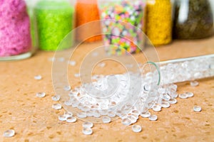 Plastic pellets. Polyethylene granules. Plastic Raw material  PE-HD. PE-LD  polymer. BPA FREE