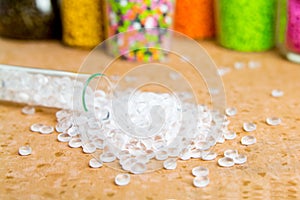 Plastic pellets. Polyethylene granules. Plastic Raw material  PE-HD. PE-LD  polymer. BPA FREE