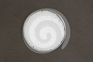 Plastic pellets. Transparent Polyethylene granules. Plastic Raw material