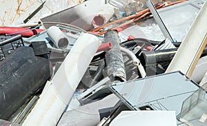 Plastic pieces in special waste landfill controlled