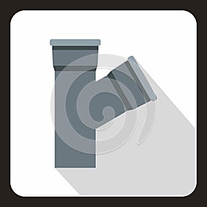 Plastic pipe connection icon, flat style