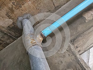 Plastic pipe with steel pipe