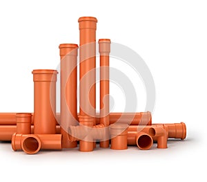 Plastic pipe on white background.