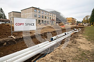 Plastic pipes during building construction