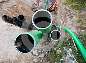 Plastic pipes with cables