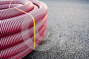 Plastic pipes to install electrical cables in a new construction
