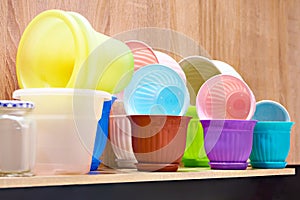 Plastic plant pots in store