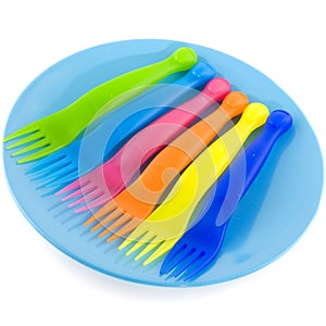 Plastic plate with forks