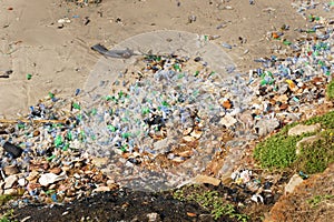 Plastic pollution in the beach