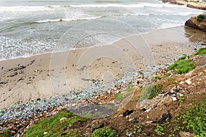 Plastic pollution in the beach