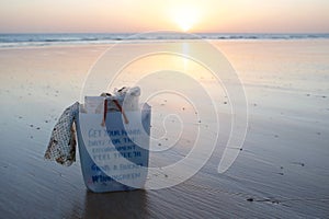 Plastic pollution beach garbage cleanup