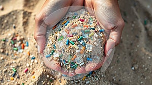 Plastic pollution on the beach