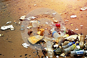 Plastic pollution in ocean.