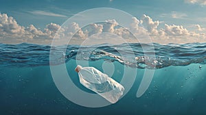 Plastic Pollution Ocean Waste Single Use Bottle Environmental Crisis Image AI generated.