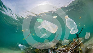 Plastic pollution in ocean water