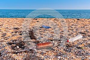 Global problem- plastic pollution beach