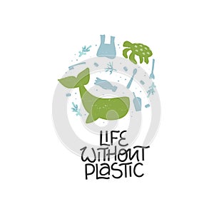 Plastic pollution word concept banner