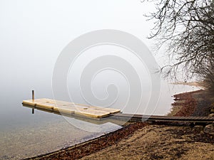 Plastic pontoon in the fog