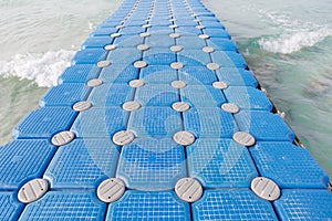 Plastic pontoon is used for walking into the sea