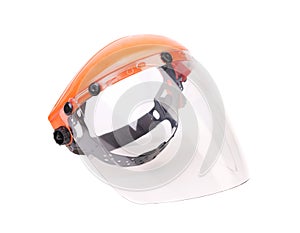 Plastic protective face shield.