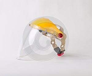 Plastic protective face shield isolated