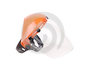 Plastic protective face shield.