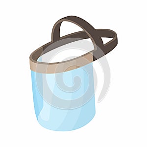 Plastic protective mask icon, cartoon style