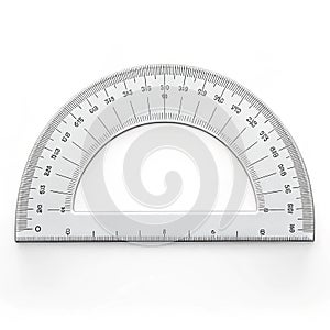 Plastic protractor on white background