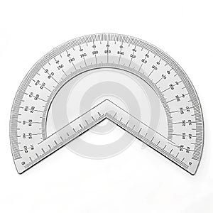 Plastic protractor on white background