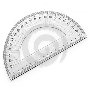 Plastic protractor on white background