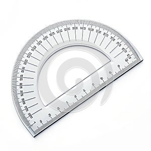 Plastic protractor on white background