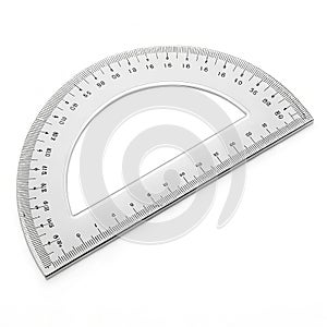 Plastic protractor on white background