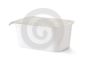 Plastic rectangular container with foil lid