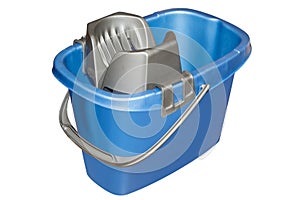 Plastic rectangular MOP bucket isolated on white