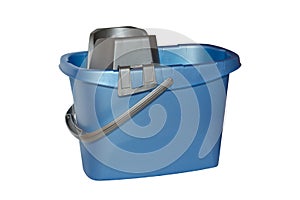Plastic rectangular MOP bucket isolated on white